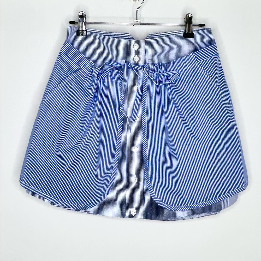 Thakoon Blue Striped Multilayered Skirt with Front Tie – Size 0
